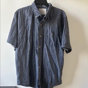 Men's Blue Short Sleeve Button Up Shirt